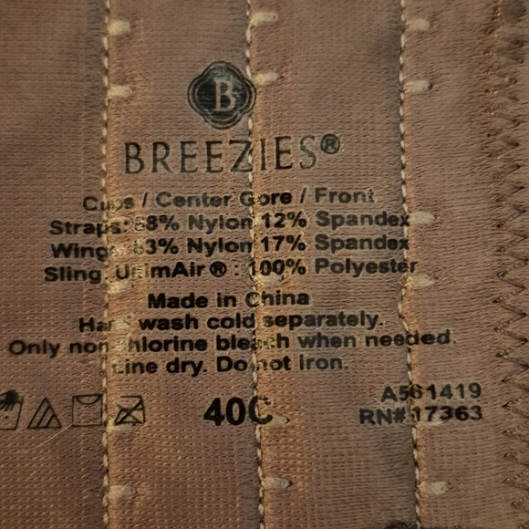 Breezies Underwire Support Bra - Cocoa (Sz 40C) Lace Mesh Fully Lined No Padding - Picture 2 of 8